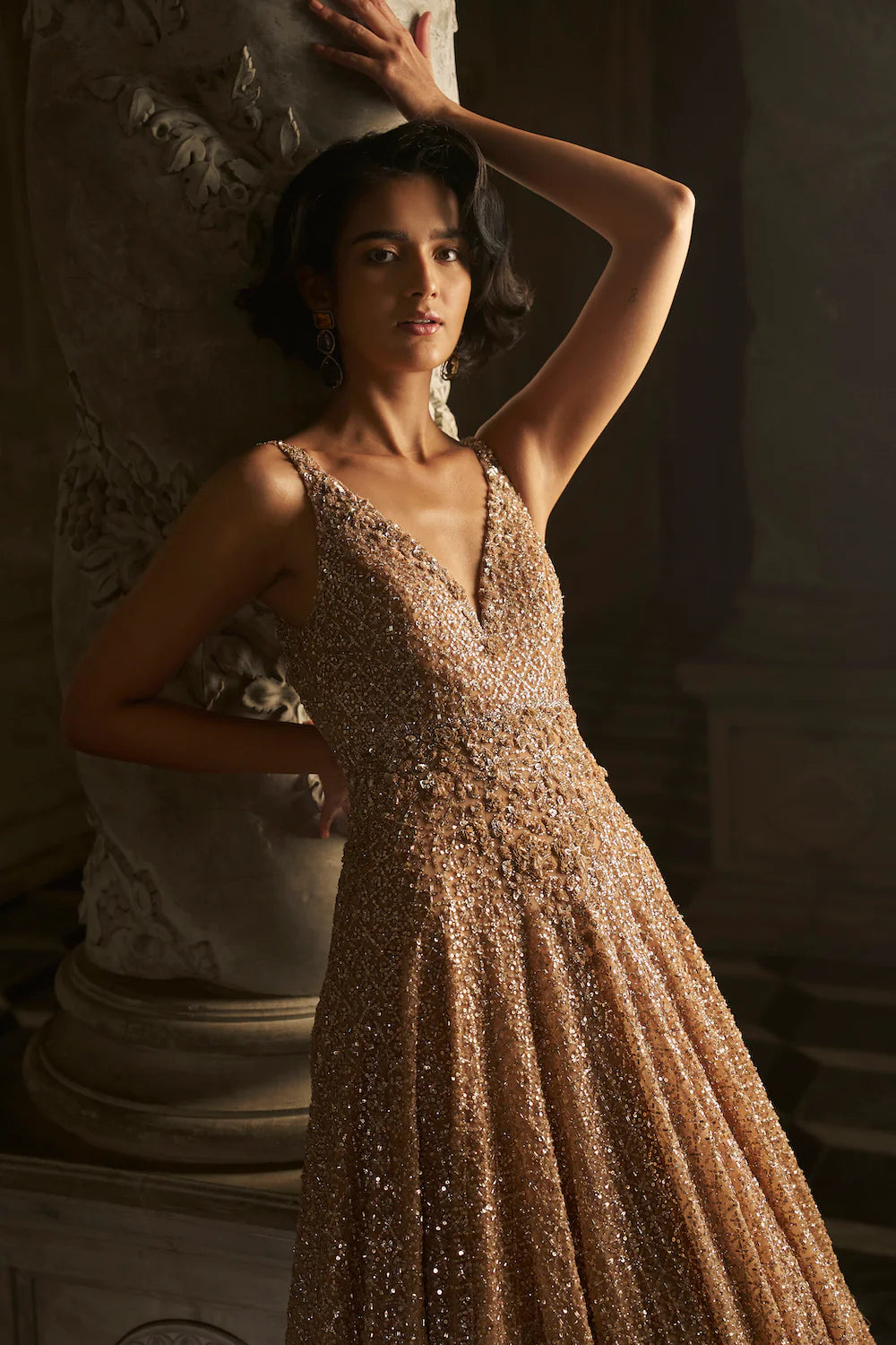 Seema Gujral - Nude Sequin Gown