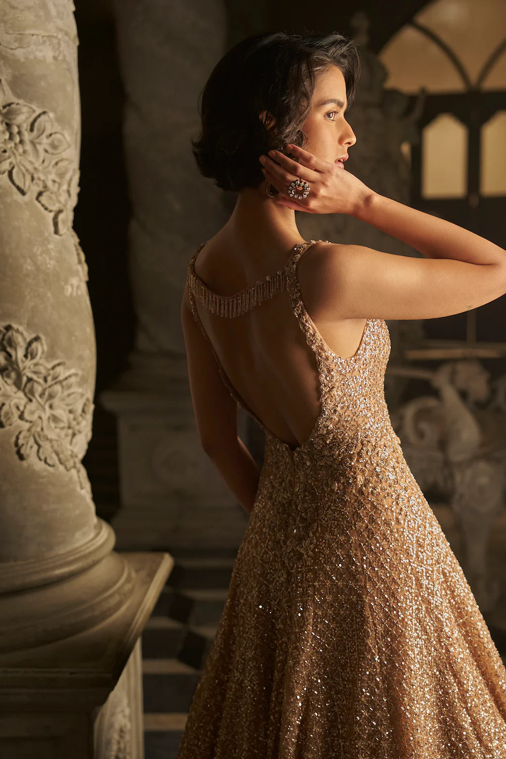 Seema Gujral - Nude Sequin Gown