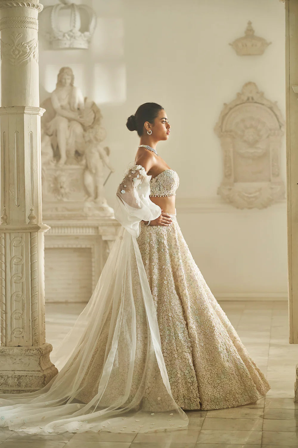 Seema Gujral - Multi-Coloured Three-Dimensional Lehnega Set