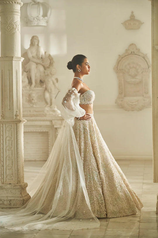 Seema Gujral - Multi-Coloured Three-Dimensional Lehnega Set