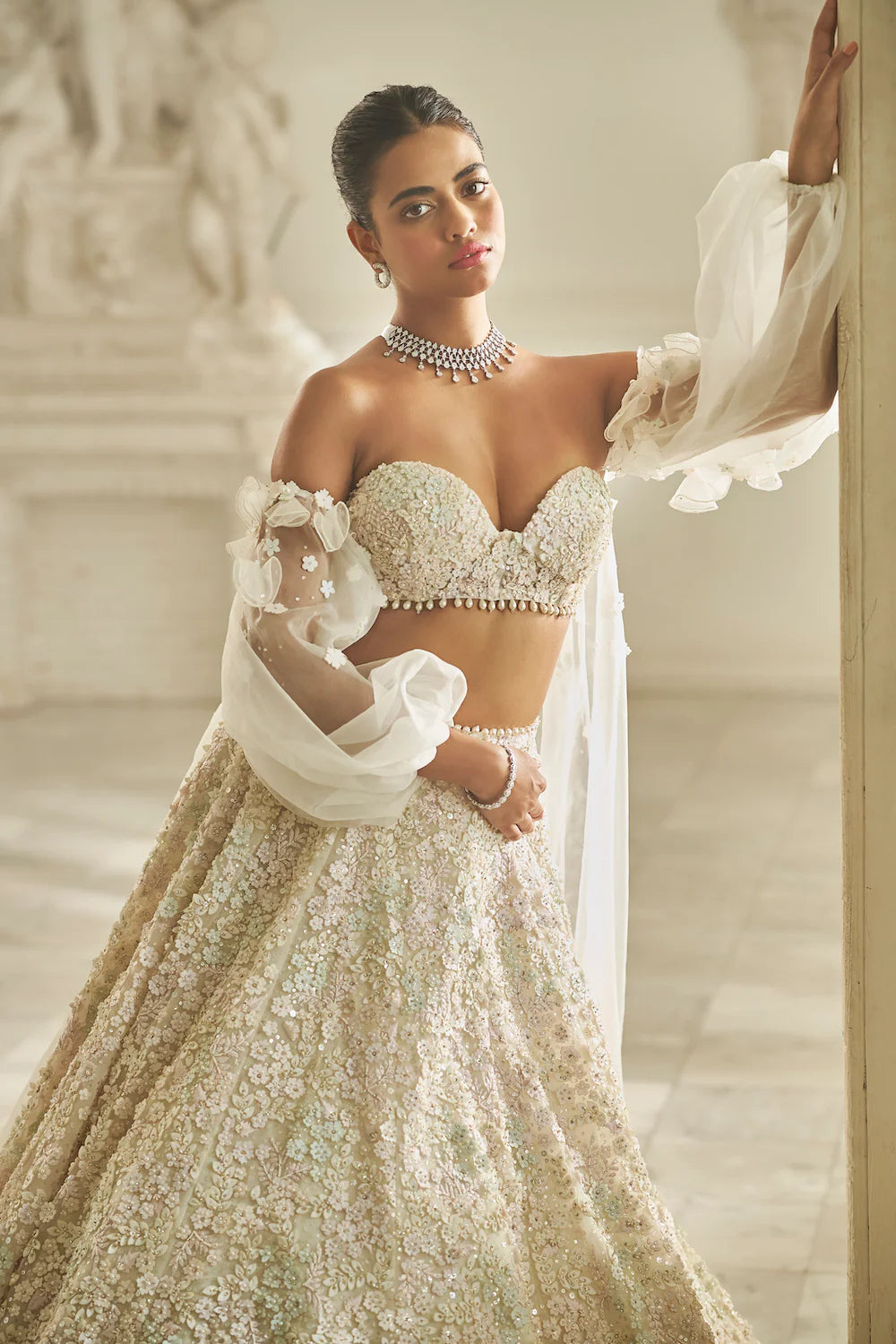 Seema Gujral - Multi-Coloured Three-Dimensional Lehnega Set