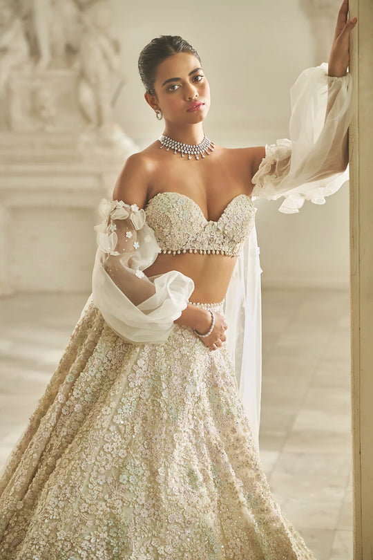 Seema Gujral - Multi-Coloured Three-Dimensional Lehnega Set