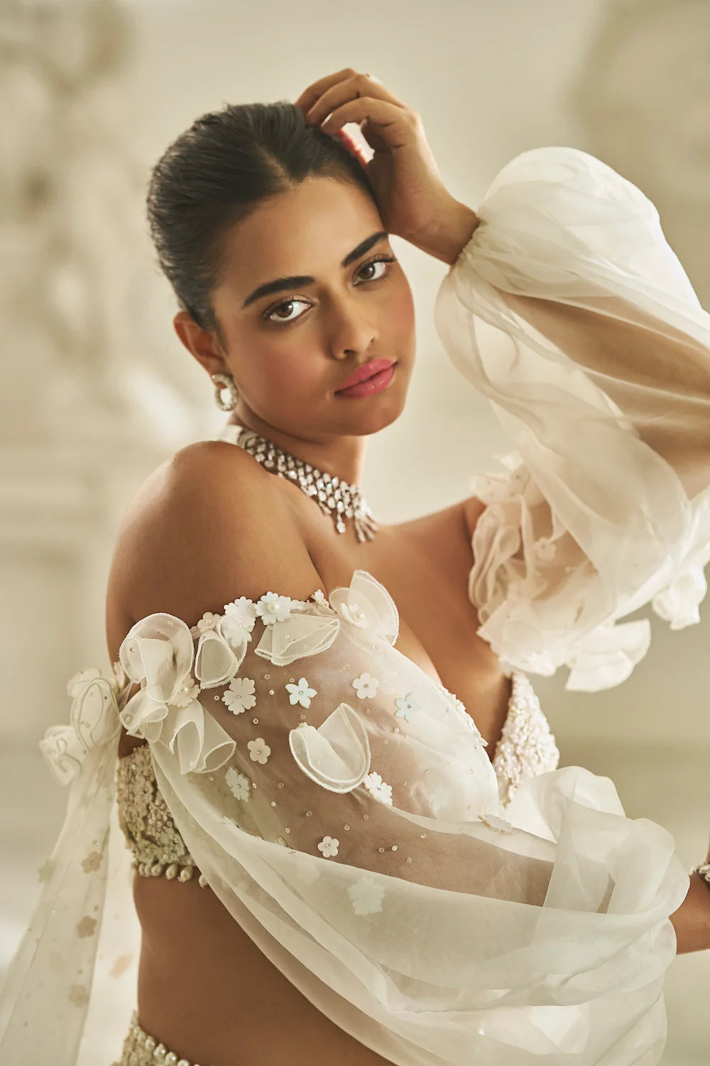 Seema Gujral - Multi-Coloured Three-Dimensional Lehnega Set