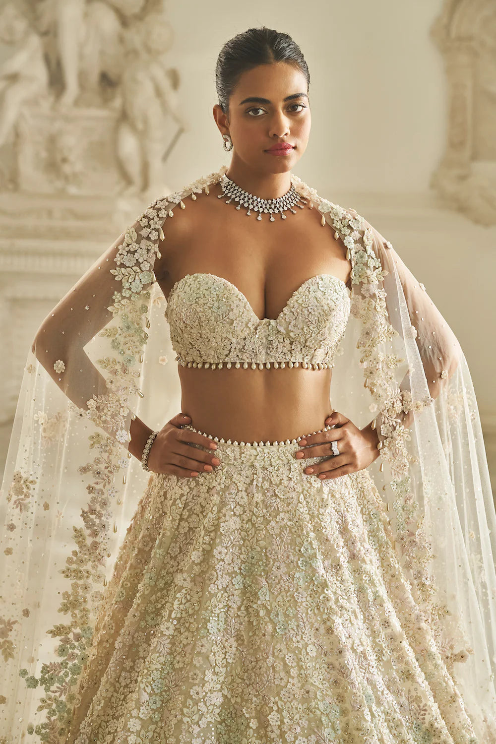 Seema Gujral - Multi-Coloured Three-Dimensional Lehnega Set