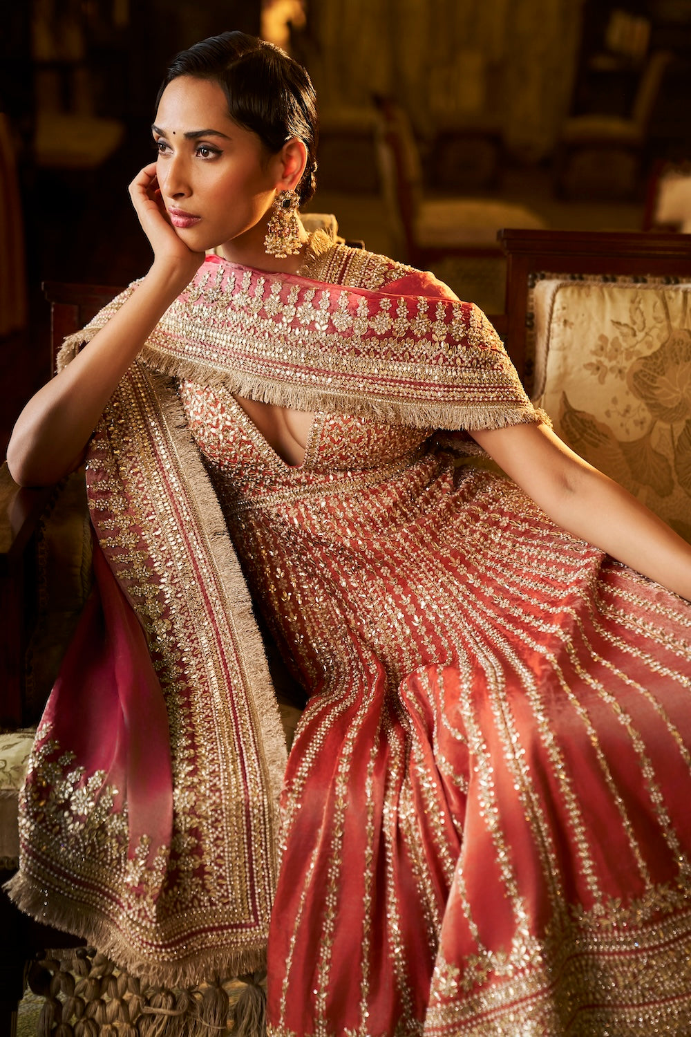 Seema Gujral - Burnt Orange Gota Patti Sharara Set