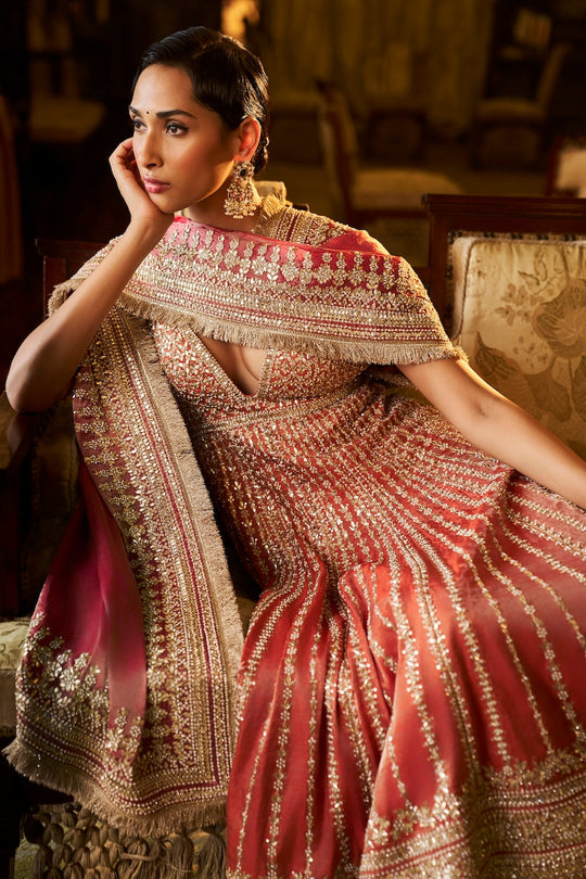 Seema Gujral - Burnt Orange Gota Patti Sharara Set