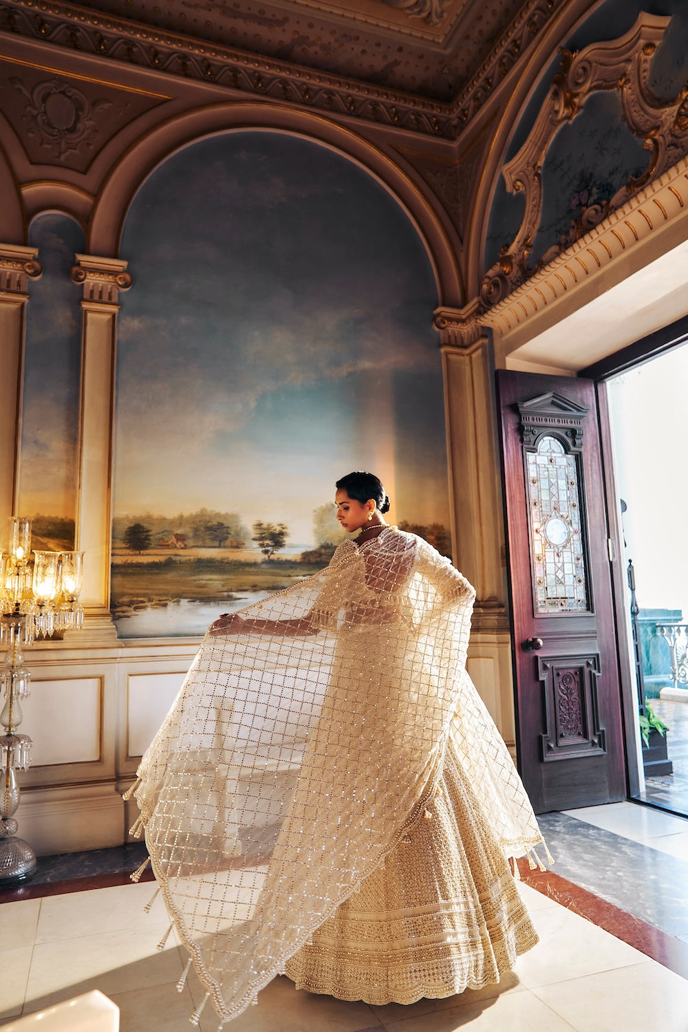 Seema Gujral - Ivory Pearl Lehenga Set