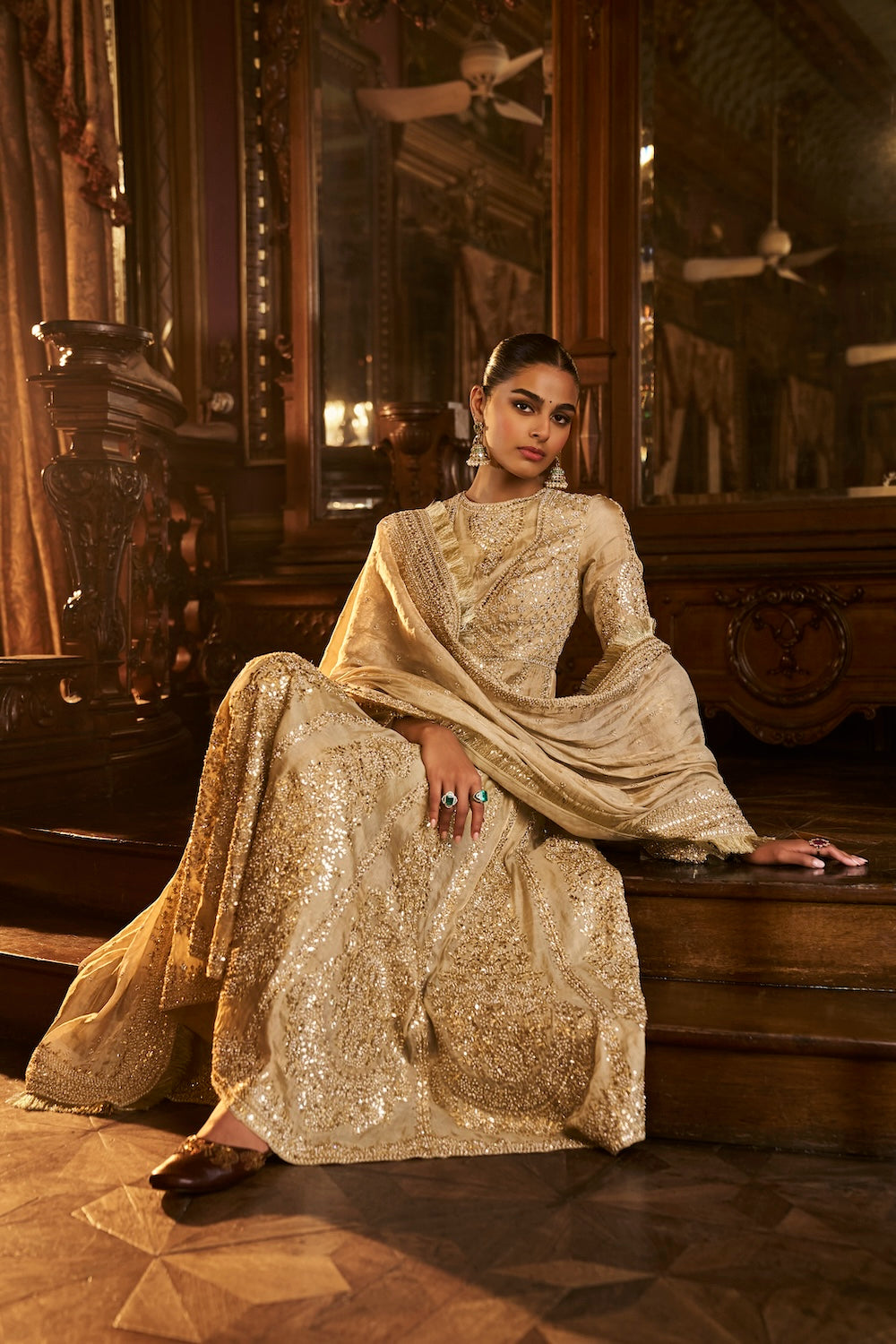 Seema Gujral - Sage Green Gota Patti Sharara Set