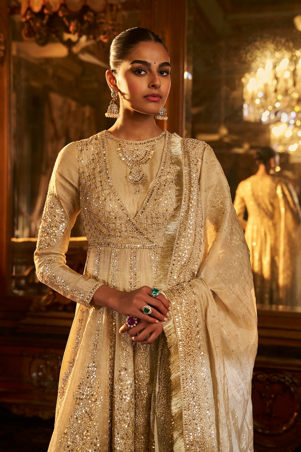 Seema Gujral - Sage Green Gota Patti Sharara Set