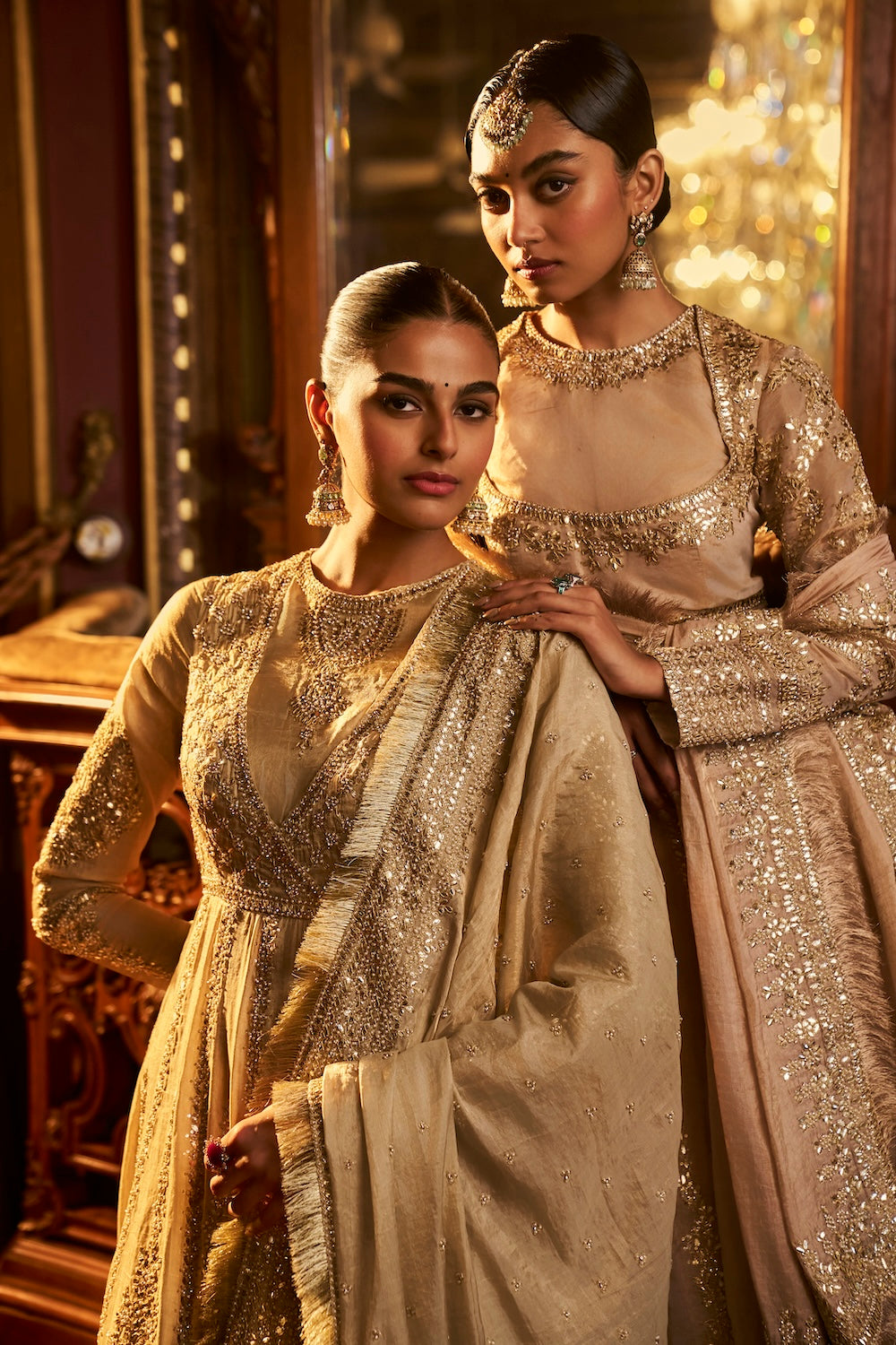 Seema Gujral - Powder Peach Gota Patti Sharara Set