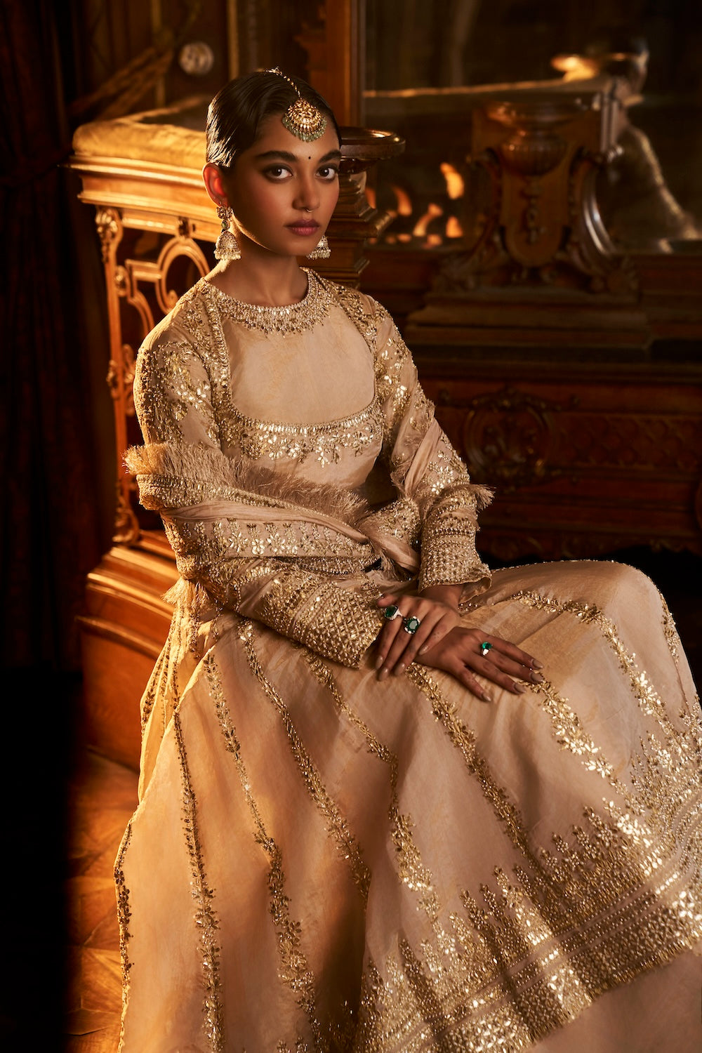 Seema Gujral - Powder Peach Gota Patti Sharara Set