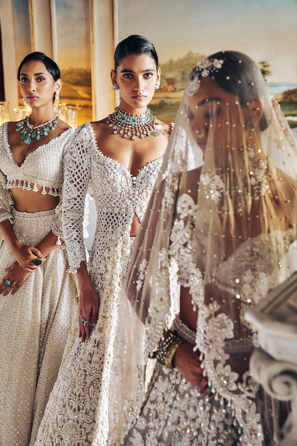 Seema Gujral - Ivory Pearl Lehenga Set