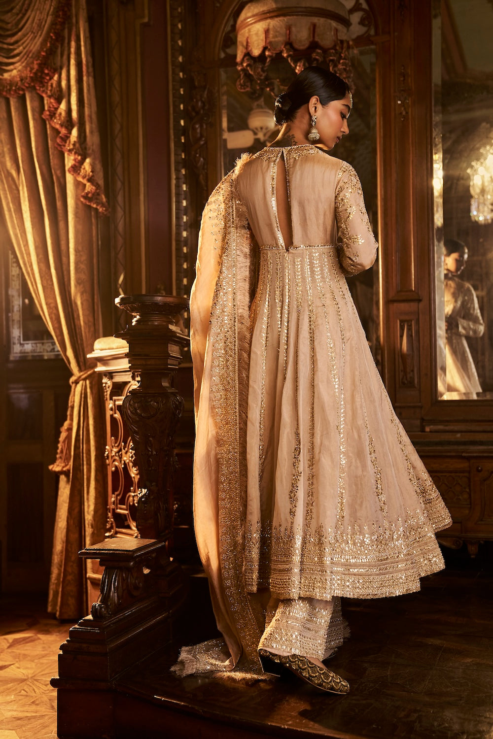 Seema Gujral - Powder Peach Gota Patti Sharara Set