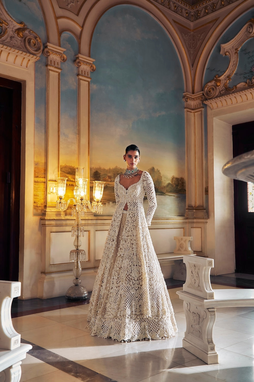 Seema Gujral - Pearl Jacket Lehenga Set