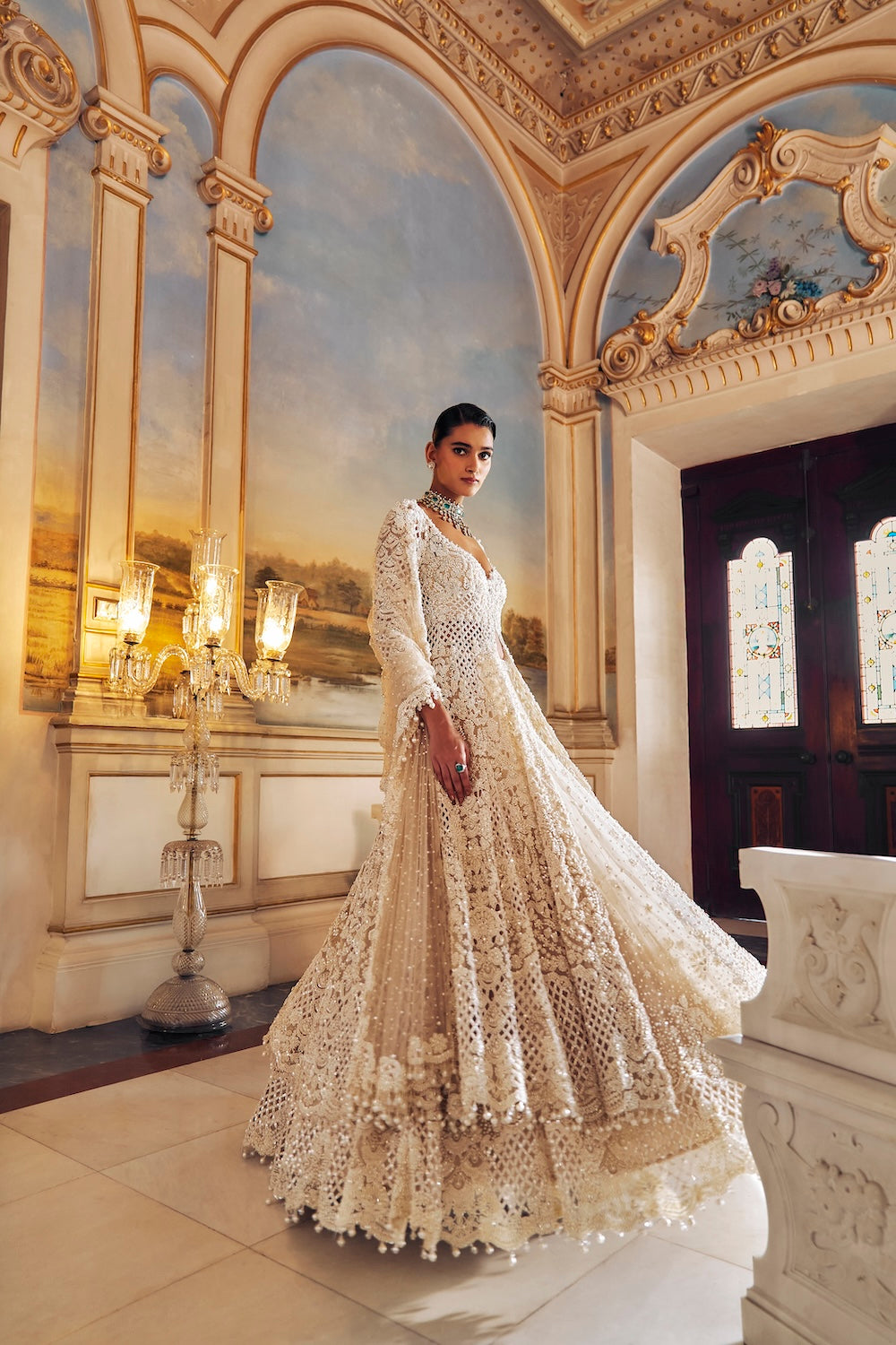 Seema Gujral - Pearl Jacket Lehenga Set