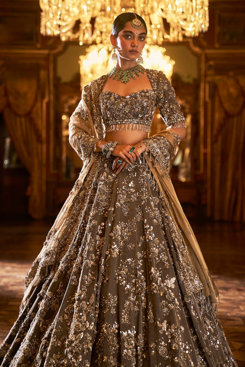 Seema Gujral - Antique Brown Lehenga Set