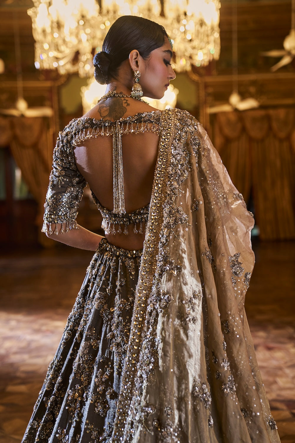Seema Gujral - Antique Brown Lehenga Set