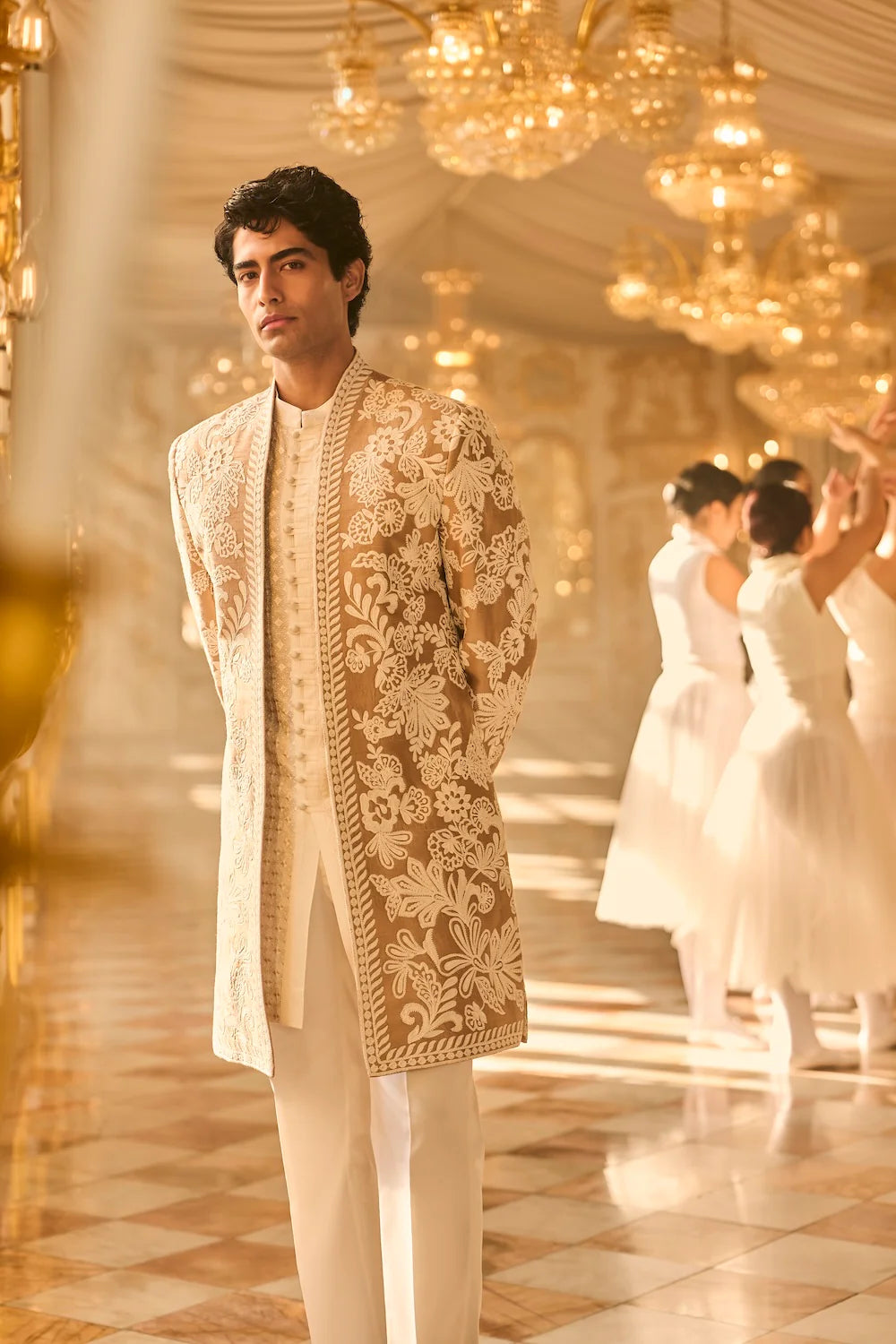 Seema Gujral - Nude Open Sherwani Set