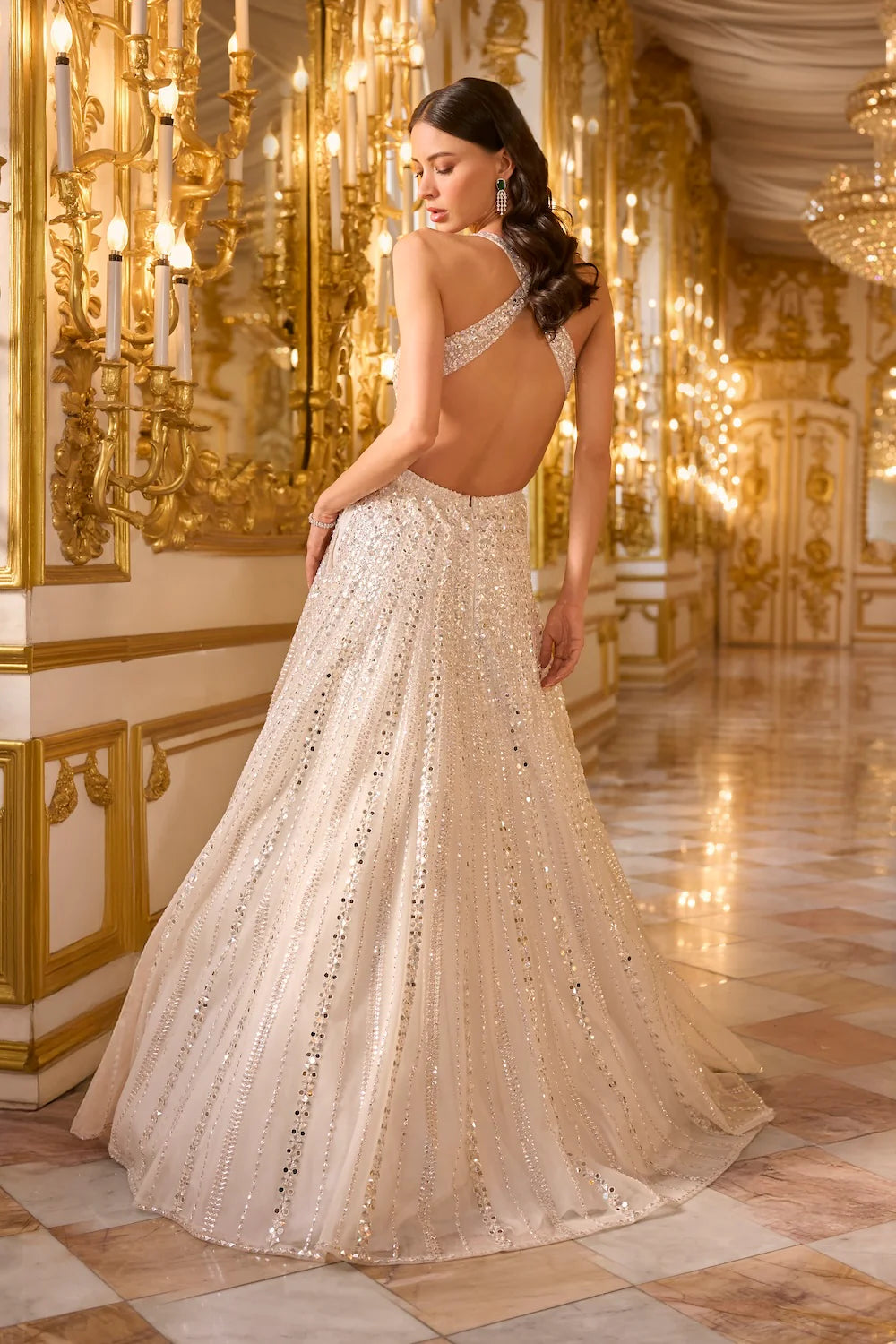 Seema Gujral - Ivory Sequin Gown