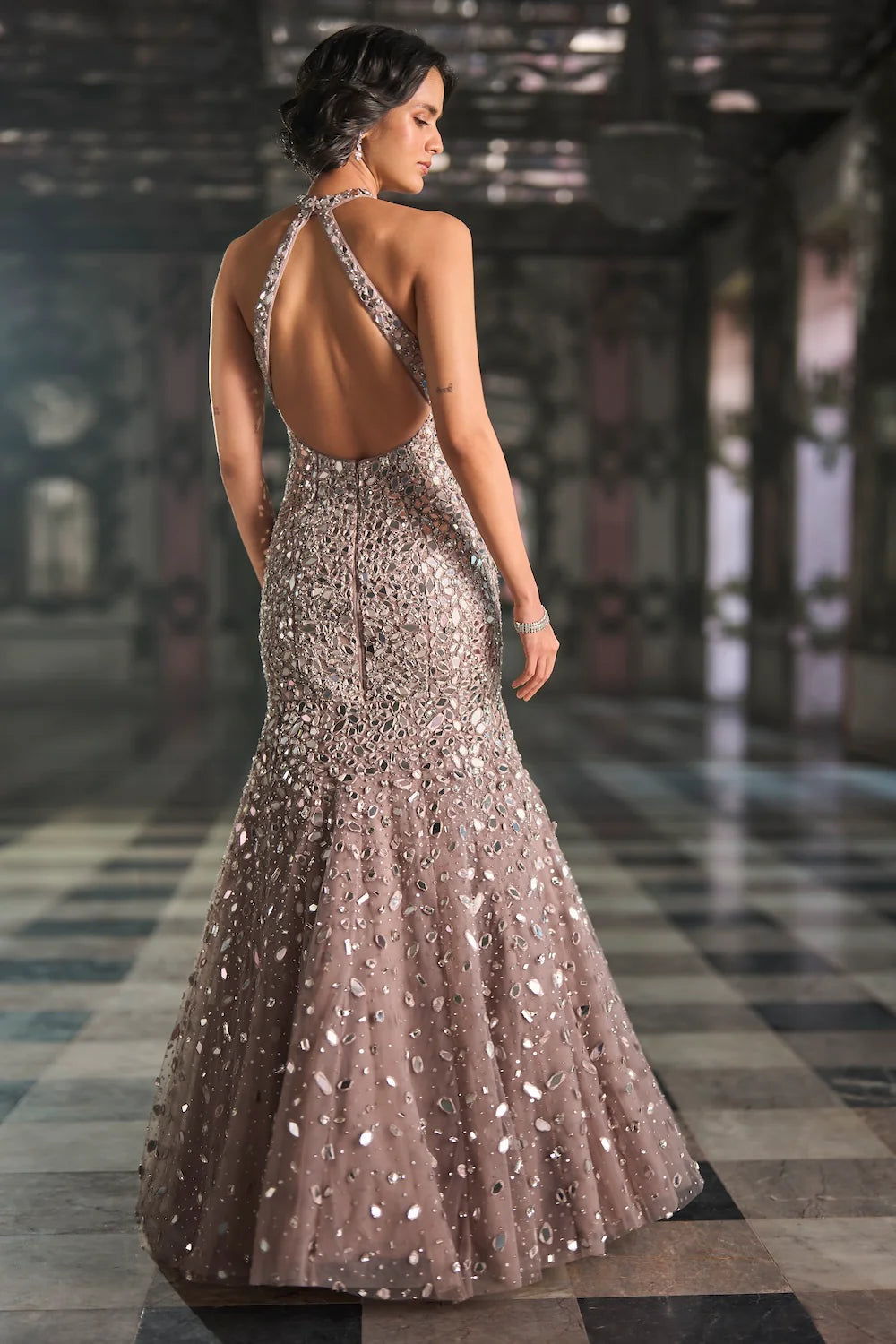 Seema Gujral - Fit &amp; Flare Mirror Work Gown