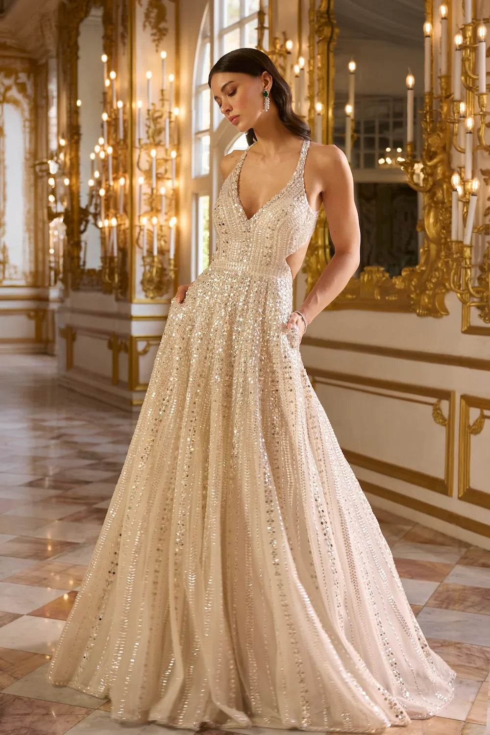 Seema Gujral - Ivory Sequin Gown
