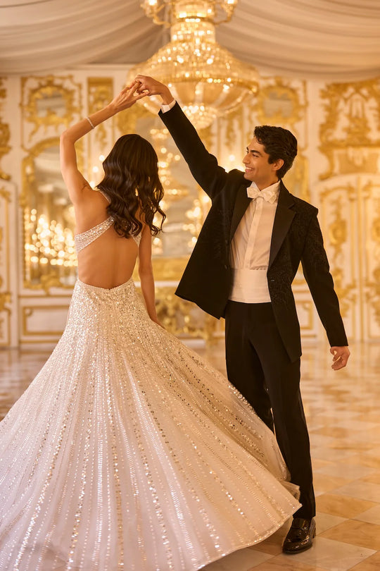 Seema Gujral - Ivory Sequin Gown