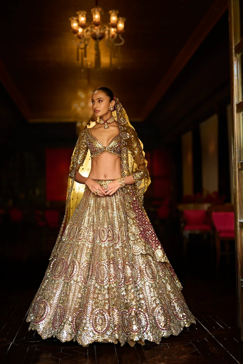 Seema Gujral - Applique Mirror Work Lehenga Set