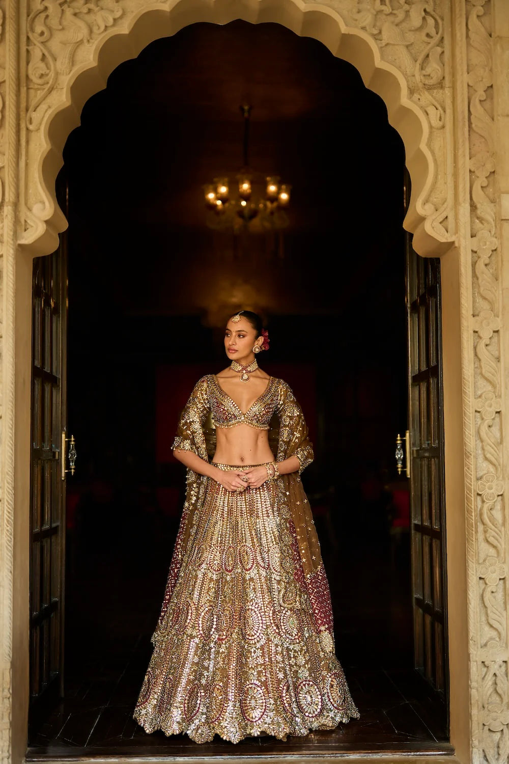 Seema Gujral - Applique Mirror Work Lehenga Set