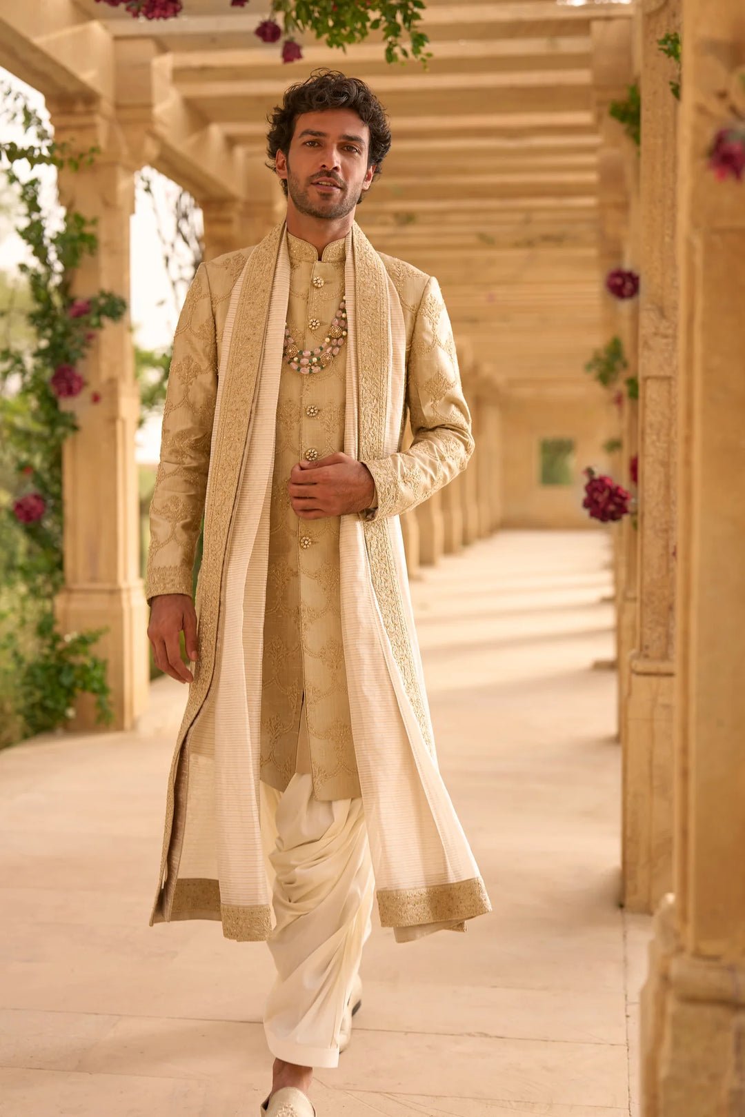Seema Gujral - Champagne Sherwani Set