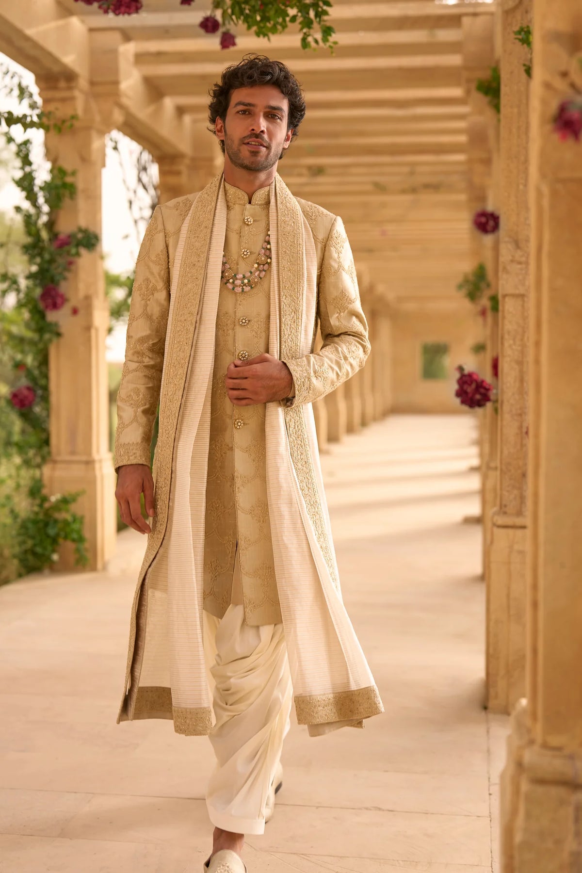Seema Gujral - Champagne Sherwani Set