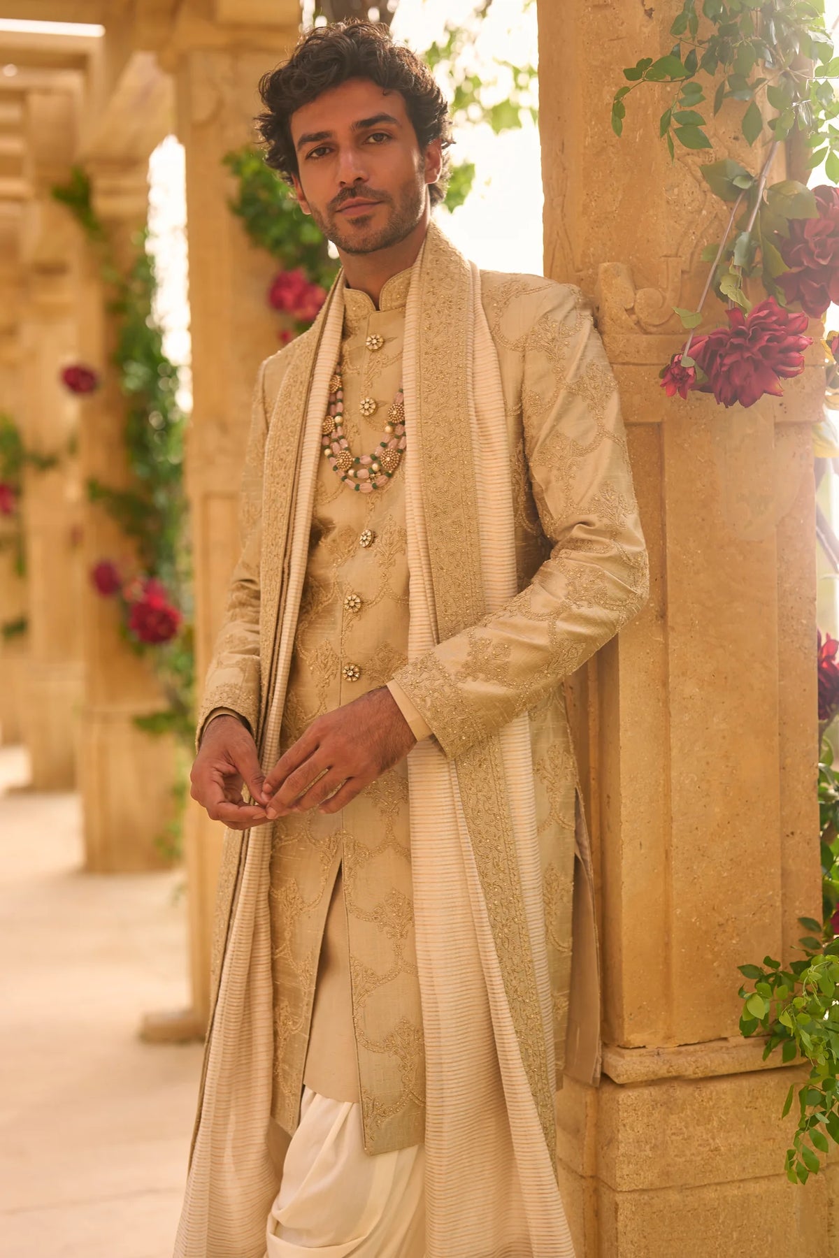 Seema Gujral - Champagne Sherwani Set