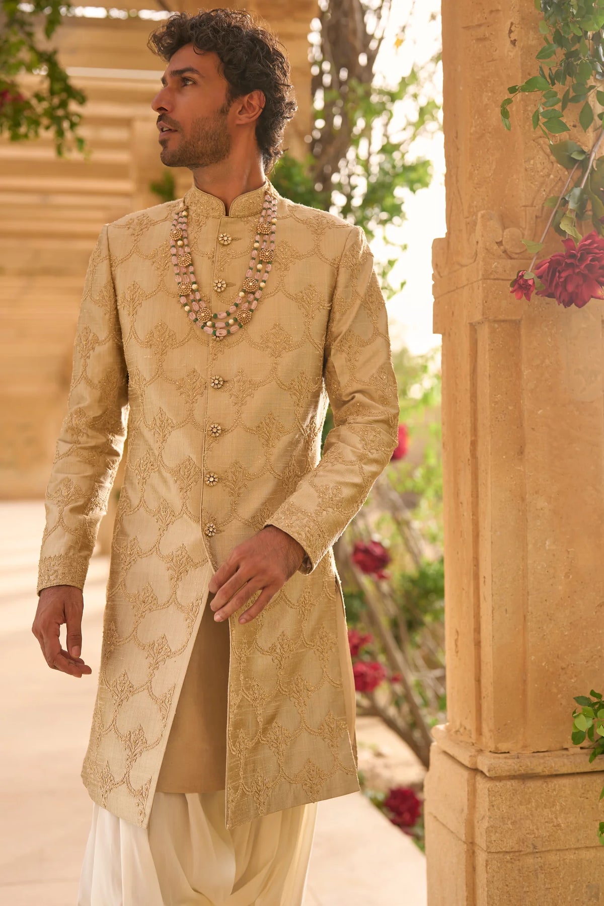 Seema Gujral - Champagne Sherwani Set