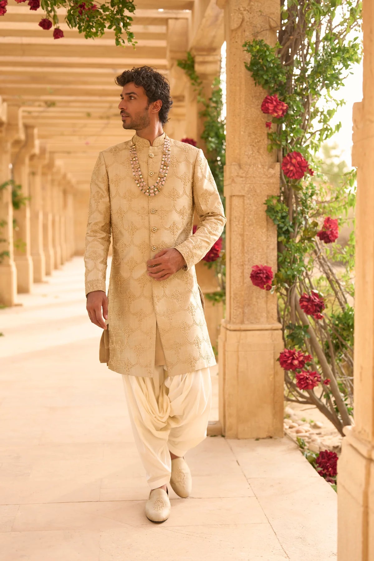 Seema Gujral - Champagne Sherwani Set