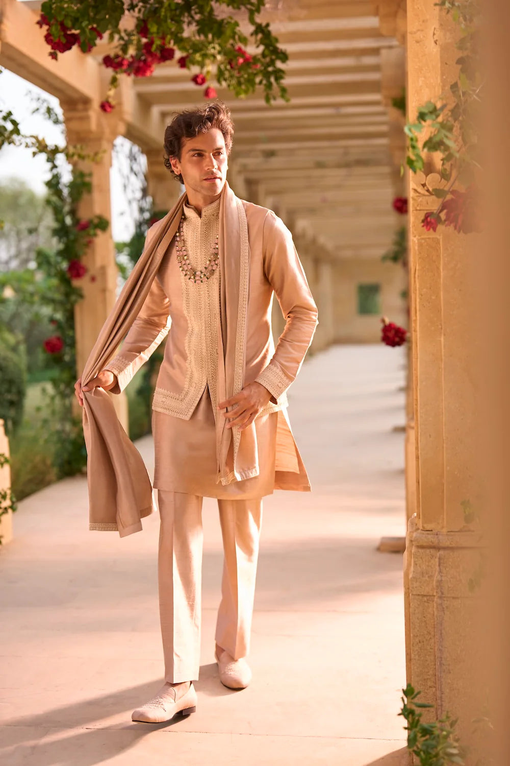 Seema Gujral - Dusty Nude Bundi Set