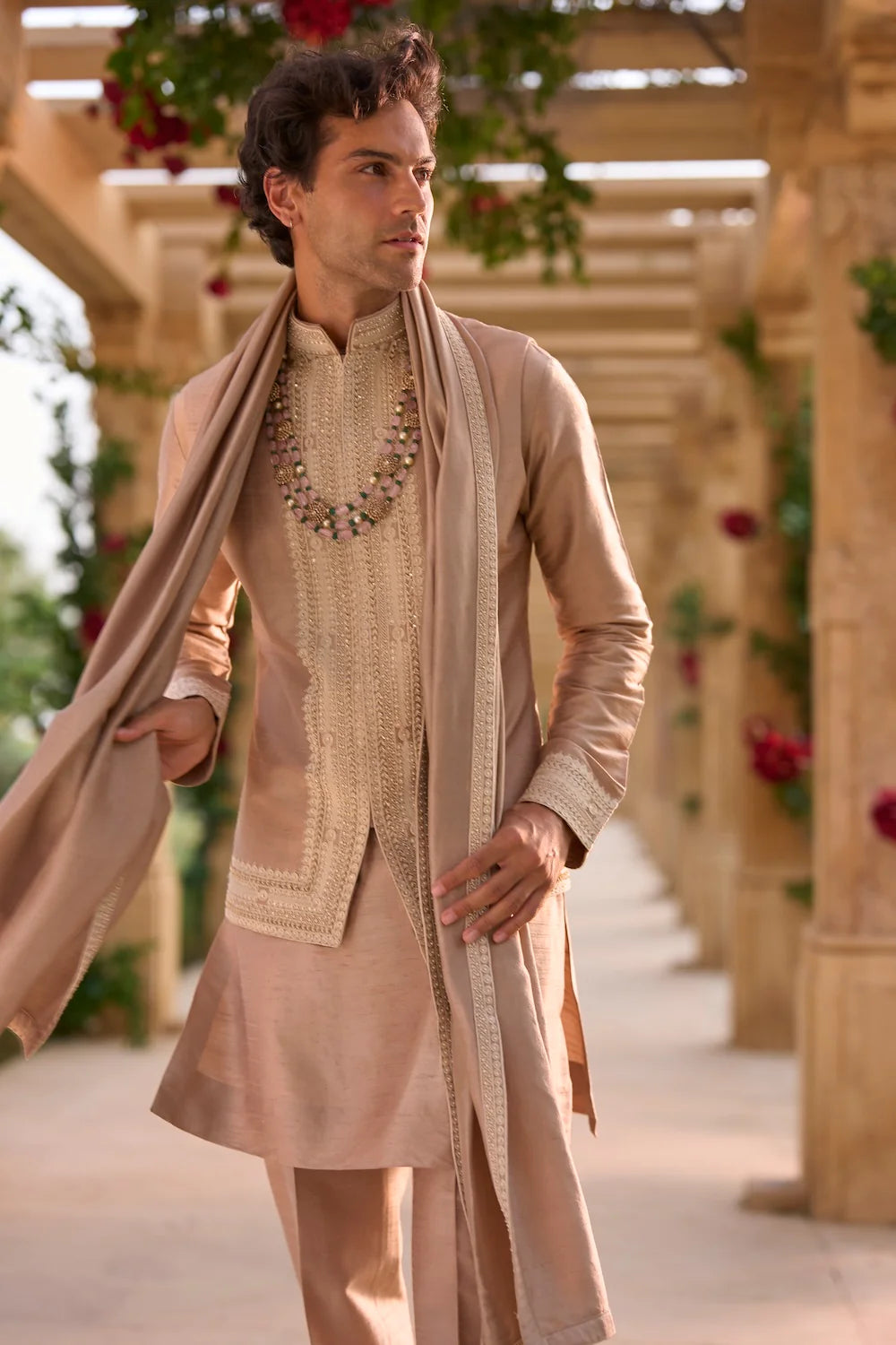 Seema Gujral - Dusty Nude Bundi Set