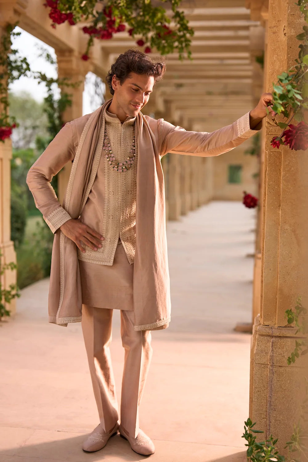 Seema Gujral - Dusty Nude Bundi Set