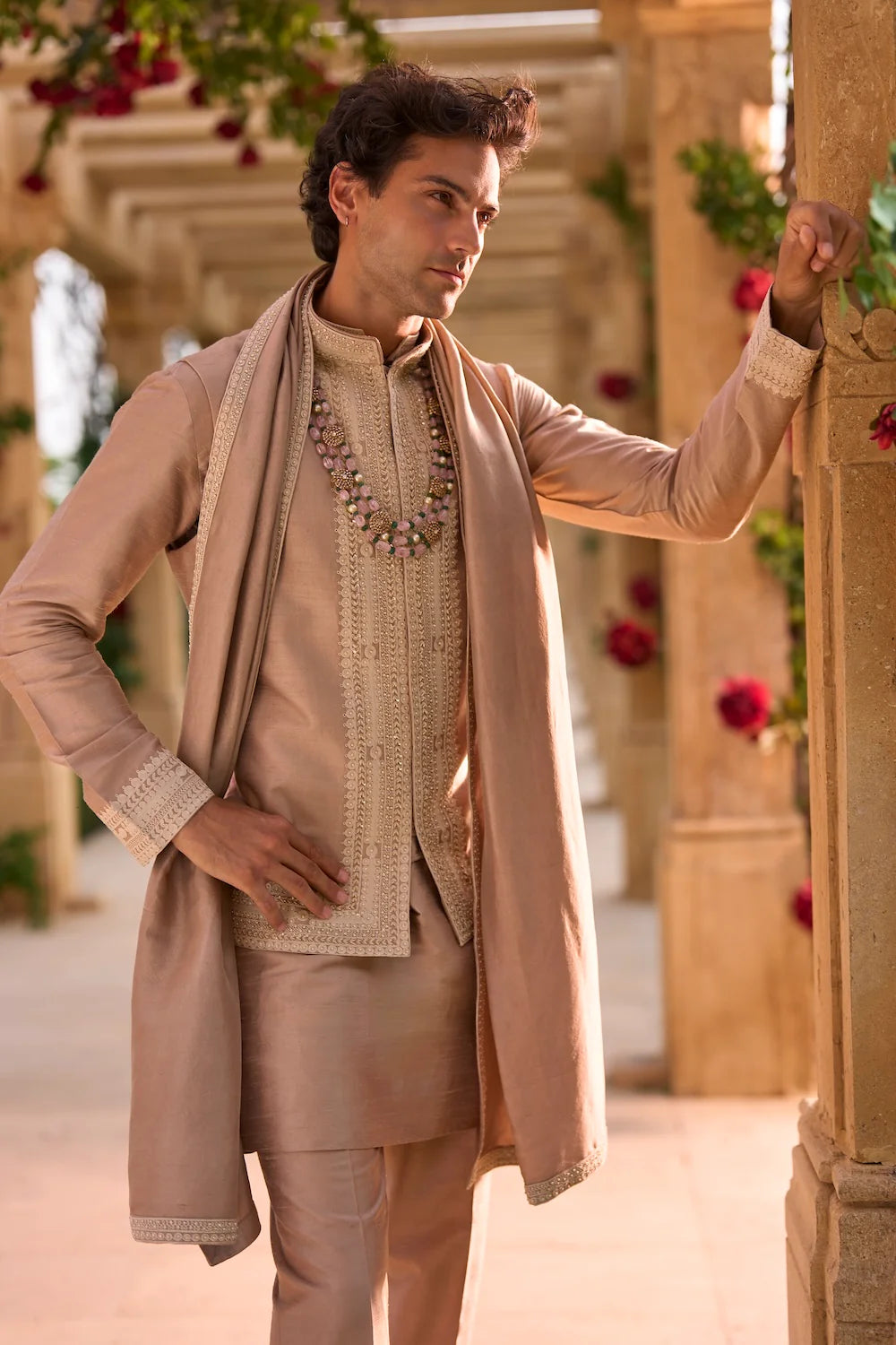 Seema Gujral - Dusty Nude Bundi Set