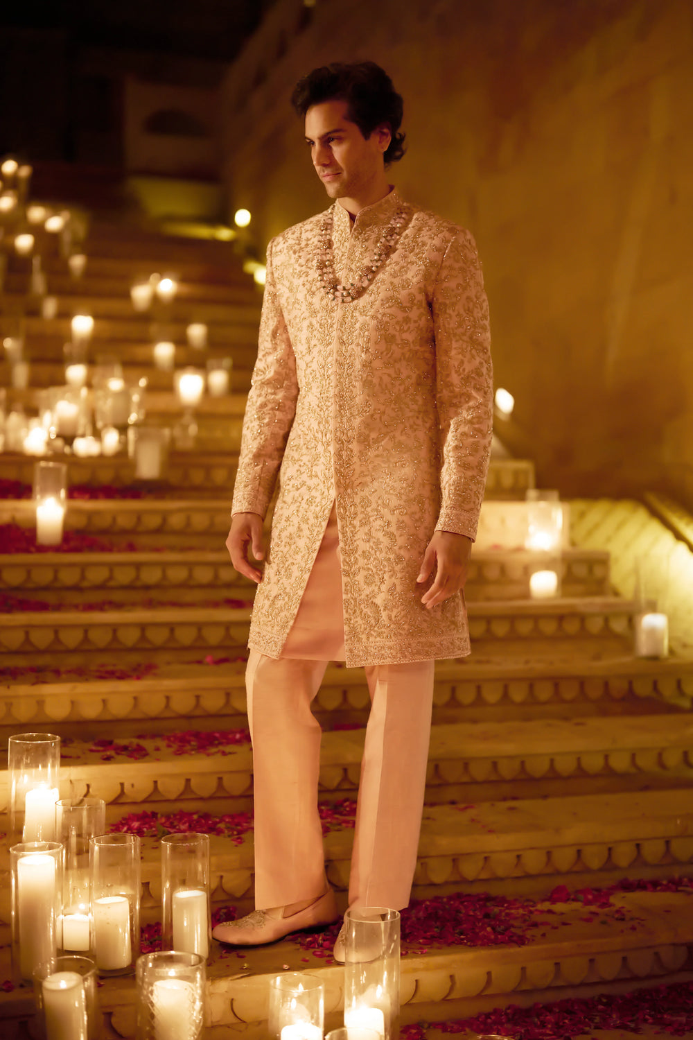 Seema Gujral - Pink Zardosi Sherwani Set