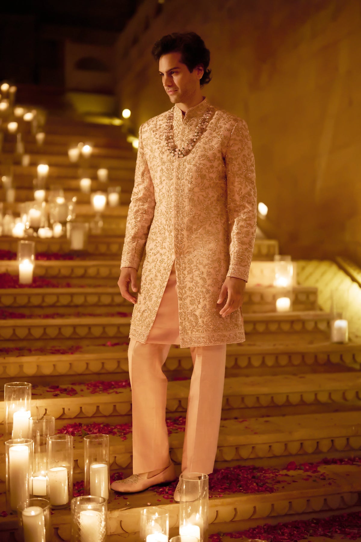 Seema Gujral - Pink Zardosi Sherwani Set