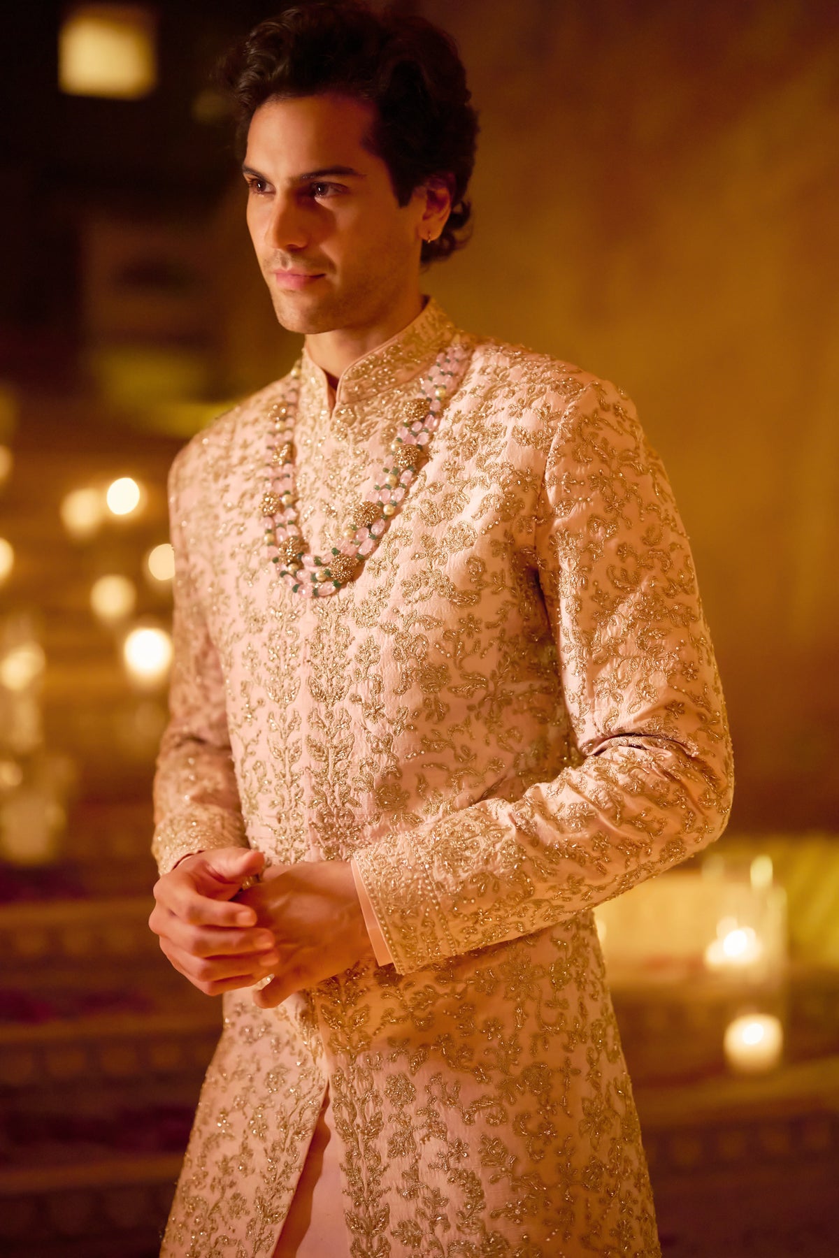 Seema Gujral - Pink Zardosi Sherwani Set