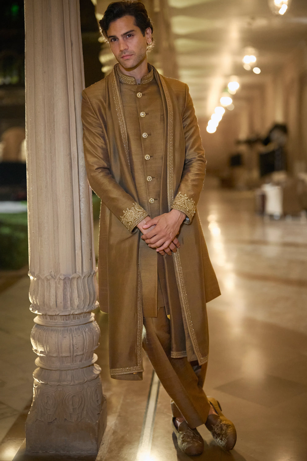 Seema Gujral - Antique Gold Sherwani Set