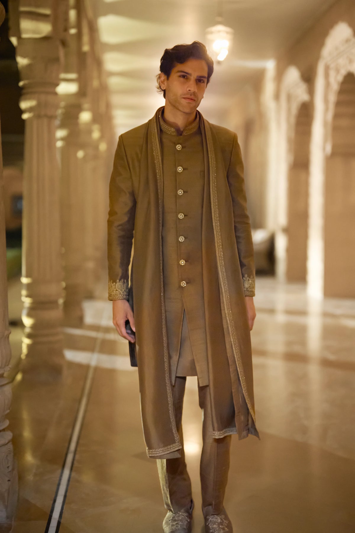 Seema Gujral - Antique Gold Sherwani Set