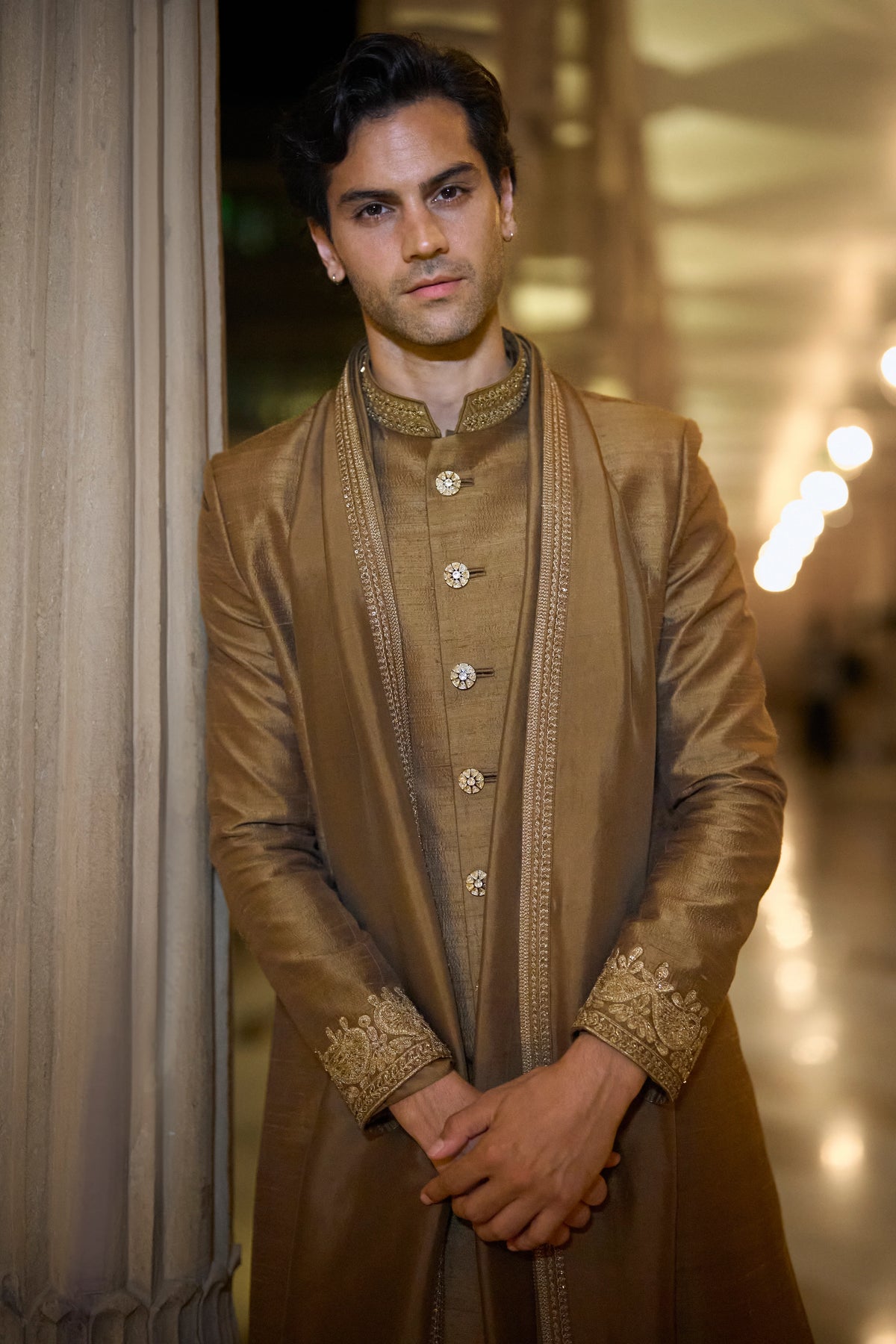 Seema Gujral - Antique Gold Sherwani Set