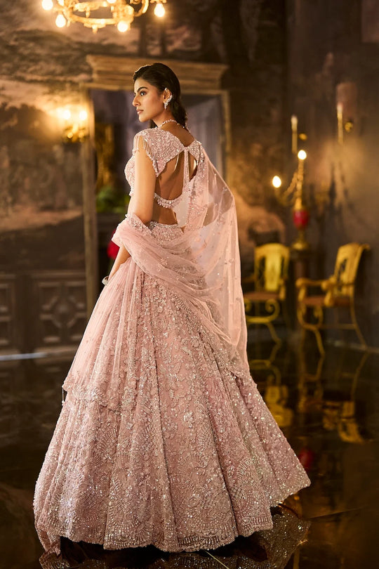 Seema Gujral - Dusty Peach Sequin Lehenga Set