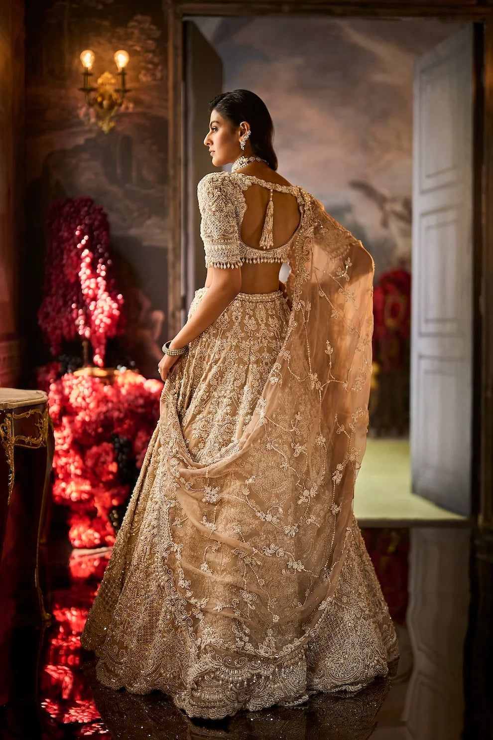 Seema Gujral - Nude Pearl Lehenga Set