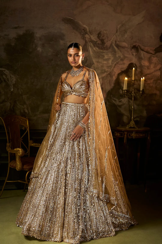 Seema Gujral - Gold Silver Lehenga Set