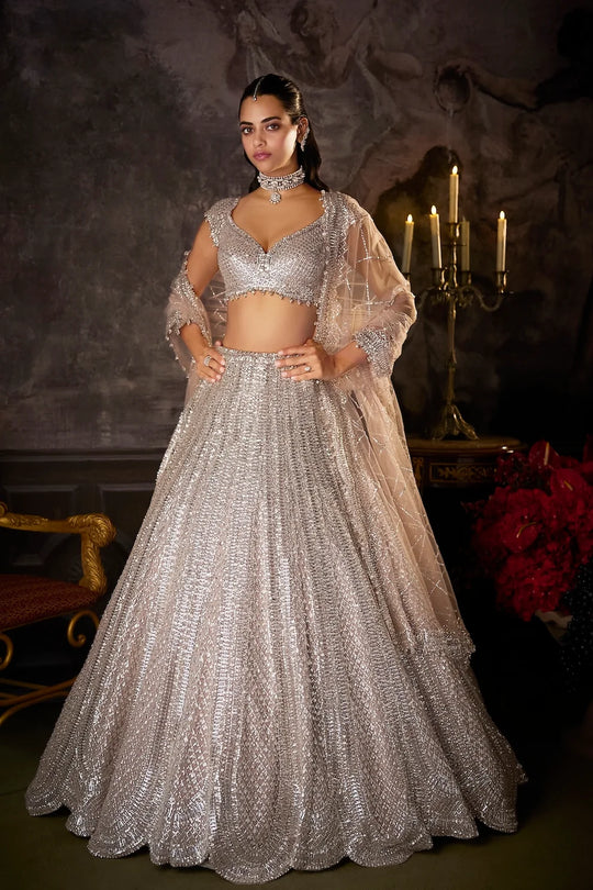 Seema Gujral - Dusty Mauve Lehenga Set
