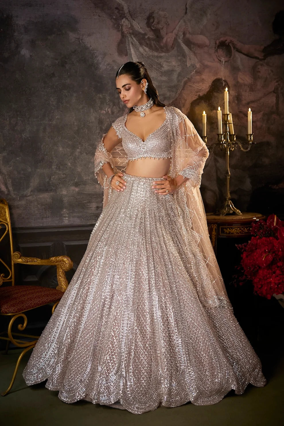 Seema Gujral - Dusty Mauve Lehenga Set