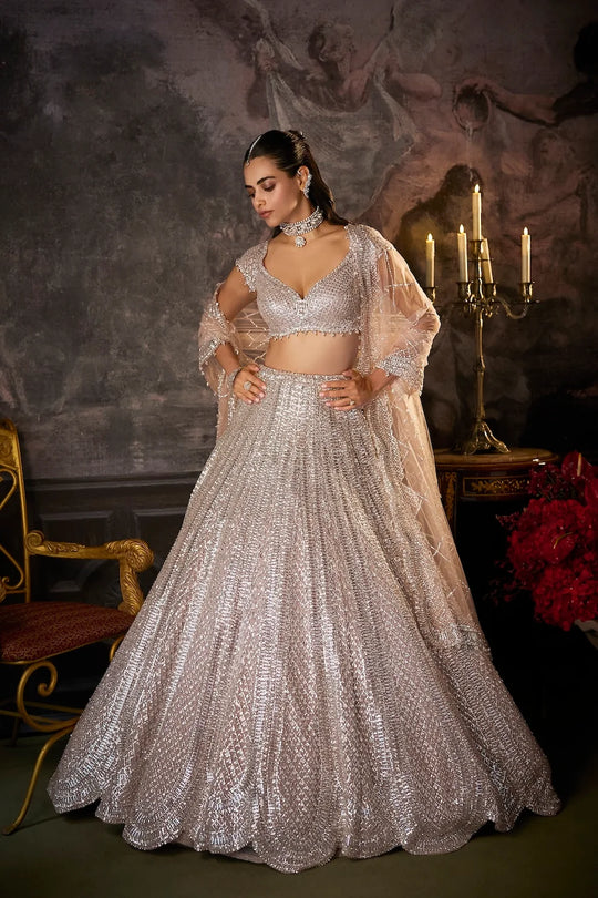 Seema Gujral - Dusty Mauve Lehenga Set