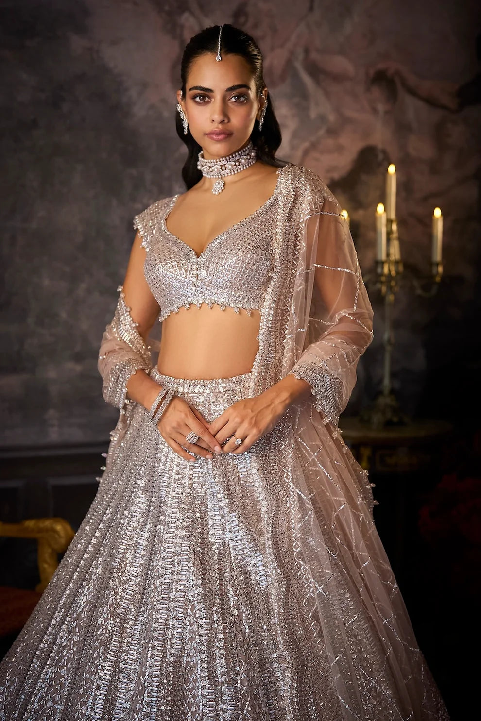 Seema Gujral - Dusty Mauve Lehenga Set